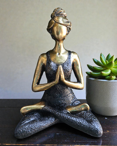Woman Figurine 24 cm – Yoga Gold-Black Strength