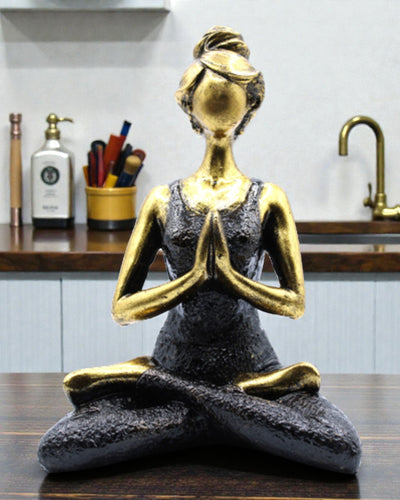 Woman Figurine 24 cm – Yoga Gold-Black Strength
