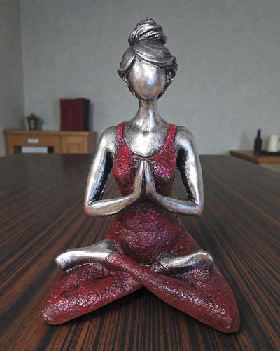 Figurka Kobiety 24 cm – Joga Srebrno-Bordowa Harmonia